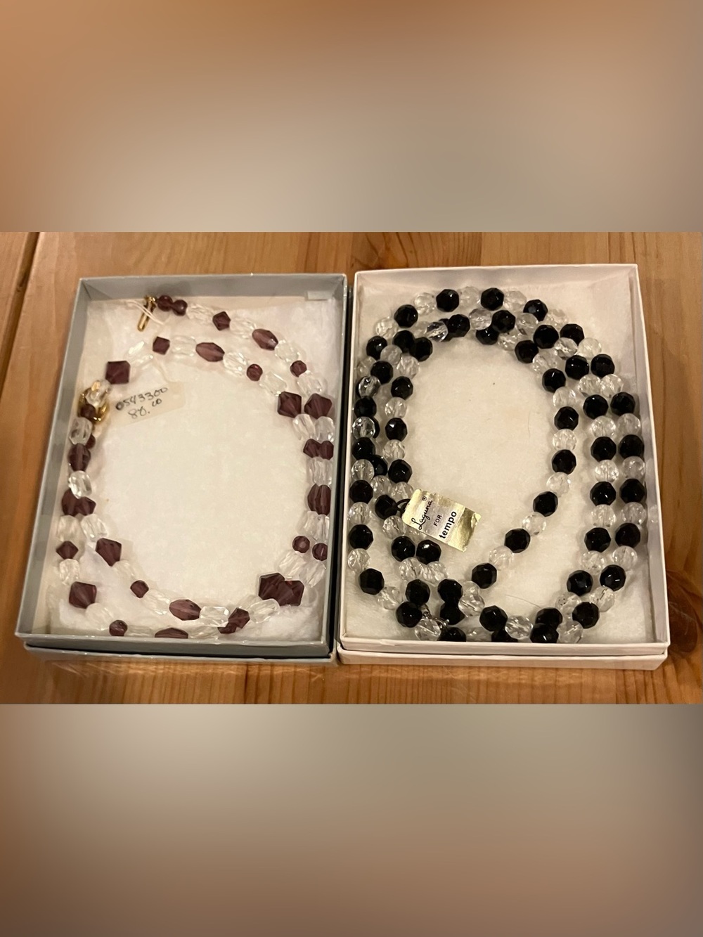 Lot of 2 NEW Necklaces. Laguna Tempo Black and Clear and Upscale Maroon Glass
